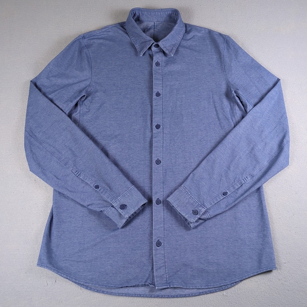 Lululemon Commission Long Sleeve Shirt Mens Large Blue Button Up Casual Classic